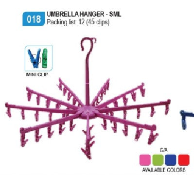 018 Umbrella Hanger -SML (45 Clips)