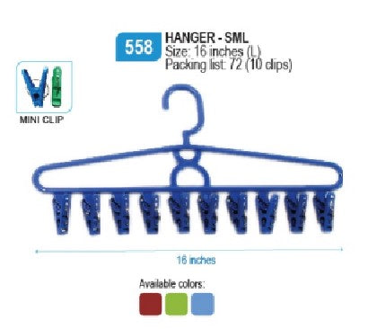 558 Hanger-SML/A (10 Clips)
