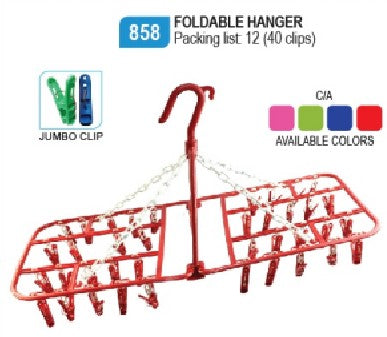 858 Foldable Hanger (40 Clips)