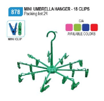 878 Mini Umbrella Hanger (18 Clips)