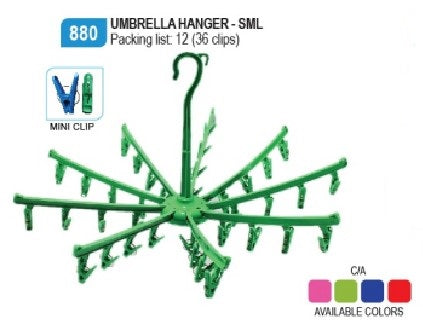 880 Umbrella Hanger-SML (36 Clips)
