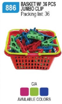 886-W/CLIP Basket with 36pcs Jumbo Clip