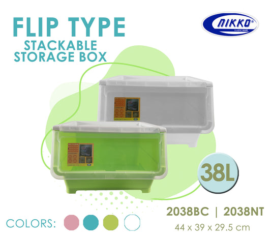 2038BC/2038NT Flip Type Stackable Storage Box 38 Liters