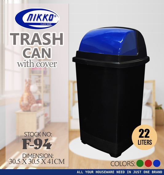 F-94 BLK Trash Can with Cover 22 Liters