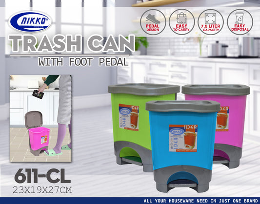 611-CL Trash Bin with Foot Pedal 7.5 Liters