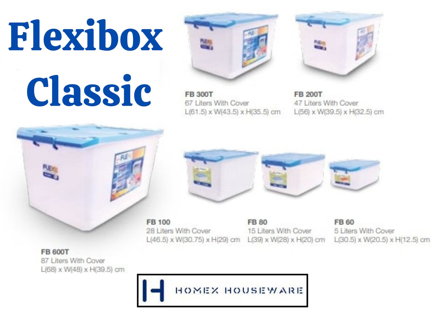 FB60/FB80/FB100/FB200T/300T/FB600T Flexibox Classic with Cover Storage Box