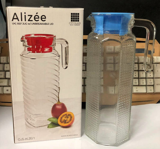 ALIZEE 1-Piece 1.2L Glass Pitcher with Plastic Lid