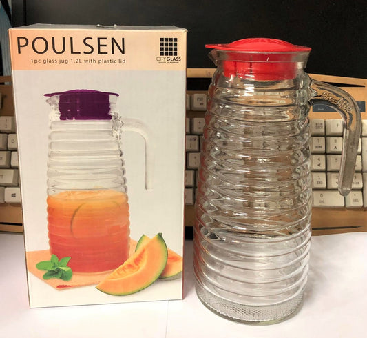POULSEN 1-Piece 1.2L Glass Pitcher with Plastic Lid