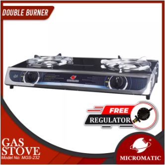 MGS-232 Gas Stove Double Burner Stainless with Regulator