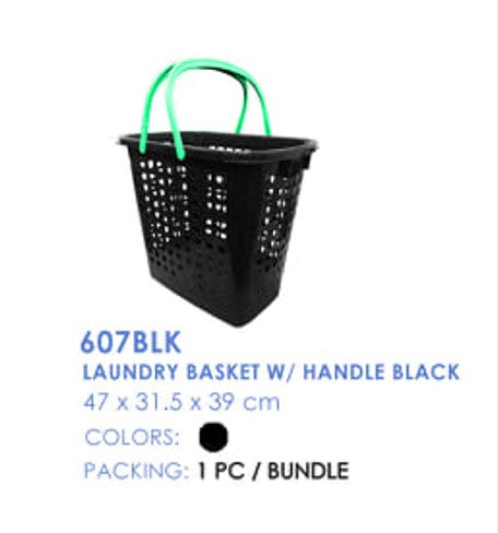 607 BLK Laundry Basket with Handle BLACK