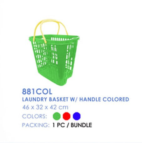 881 COL Laundry Basket with Handle COLORED