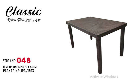 048 Classic Rattan Table 30x48