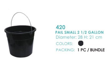 420 Pail Small 2 1/2 Gallon Black