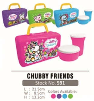 591 Star Home Lunch Kit Chubby Friends Lunch Box with Tumbler & Bowl