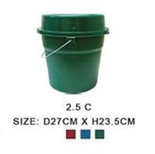2.5 C 2 1/2 Gallon Pail with Cover Colored
