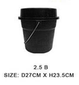 2.5 B Gallon Pail with Cover Black