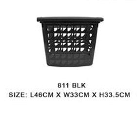 811 BLK Laundry Basket Rectangular with Handle Black
